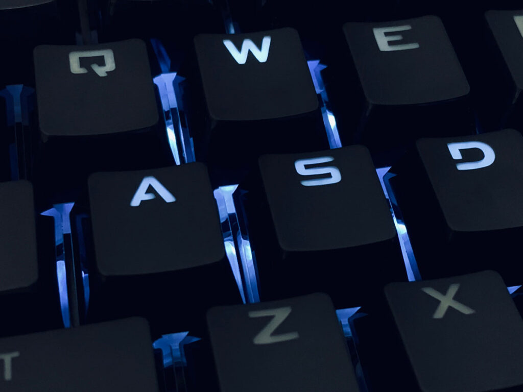 Up Close view of a computer keyboard.